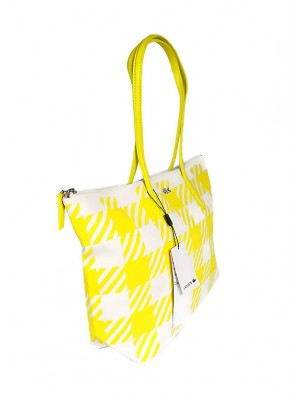 LAC025*LACOSTE FANTAISIE GINGHAM LARGE TOTE BAG  (YELLOW)